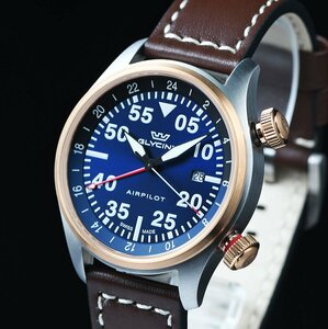 【定価21万】グライシンGLYCINE スイス製ミリタリー パイロット GMT機能 100m防水 AIRPILOT 新品未使用 メンズ日本未発売 グリシン