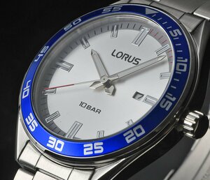 新品1円 セイコーLORUS シンプルで視認性高い王道のデザイン 精悍メタリックシルバー 100m防水 逆輸入 メンズ 日本未発売 SEIKO