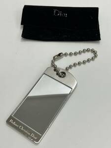 【非売品】Dior ディオール ハンドミラー コンパクトミラー 手鏡 ボールチェーン プレート バッグチャーム Christian Dior 