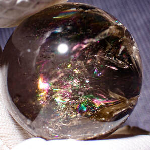 天然石 アイリス スモーキー クオーツ 虹 金 原石 鉱物 水晶玉 風水 健康 パワーストーンの画像5