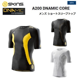 ★SKINS/スキンズ★新品 XS A200 DNAMIC CORE メンズ コンプレッション ショートスリーブトップ ブラック×イエローの画像2