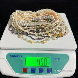 1000円〜 5 大量 pearl 真珠 ライスパール ベビーパール バロック クリーム系 ネックレス ブレスレット 総重量 約450g 15本の画像10