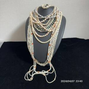 1000円〜　15 K18 18金　まとめ　pearl 真珠 ライスパール ベビーパール　南洋真珠　ネックレス　ブレスレット　総重量 約458g 14本