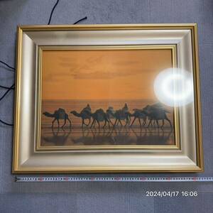 1000 jpy ~ beautiful goods 48/1200 flat mountain . Hara ... earth change lithograph out frame 71×57 inside frame 51×37.5cm outer box equipped 