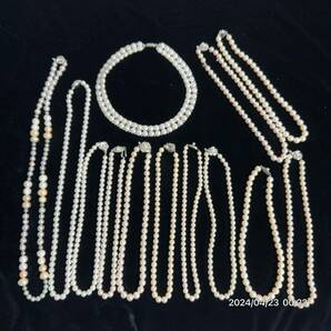 1000円〜 1 まとめ 美品 pearl パール 真珠 本真珠 バロック 8mm以上多数 ネックレス 13本セット 総重量約523g 送料無料 の画像3