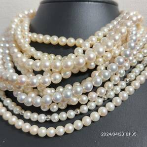 1000円〜 5まとめ 美品 pearl パール 真珠 本真珠 バロック 約9mmサイズあり ネックレス 12本セット 総重量約398g 送料無料 の画像2