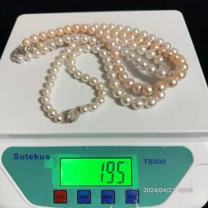 1000円〜 9 まとめ 美品 希少 大玉 10mm-12mm以上 pearl パール 本真珠 ネックレス 3本セット 総重量約195g 送料無料 の画像10