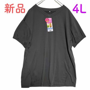 《新品》レディース　半袖tシャツ　カットソー　tシャツ 4L 大きいサイズ　ゆったりデザイン　ビックtシャツ 美スタイル　Vネック