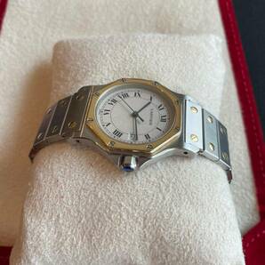 カルティエ Cartier サントスオクタゴンLM コンビ 腕時計 デイト アイボリー クォーツ Santos octagon の画像10