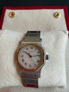カルティエ Cartier サントスオクタゴンLM コンビ 腕時計 デイト アイボリー クォーツ Santos octagon 
