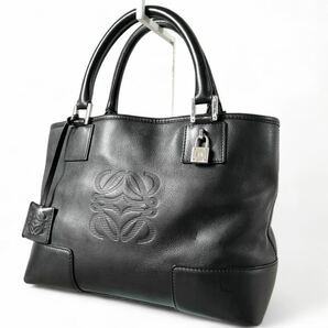 1円〜LOEWE ロエベ アマソナ アナグラム フスタ ハンドバッグ レザー ミニトート 黒 ブラック 本革の画像1