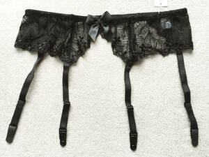 [la* Poe m/La-Pomme] luxury & Ricci * soft flower race * garter belt / black! new goods / made in Japan 