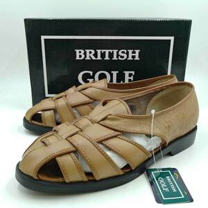 【中古】BRITISH GOLF 天然皮革 カメサンダル カジュアルシューズ 25.5cm キャメル メンズ