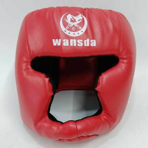 【中古】WANSDA ヘッドガード ヘッドギア レッド ボクシング 格闘技 空手