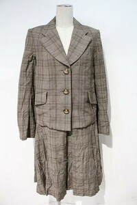 Vivienne Westwood SET/グレンチェックセットアップ ヴィヴィアンウエストウッド3 ブラウンチェック 【中古】 I-24-02-17-001-jc-HD-ZI