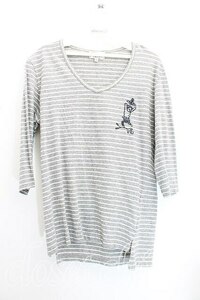 Vivienne Westwood MAN /サティア刺繍ボーダーカットソー ヴィヴィアンウエストウッド 46 灰 【中古】 H-23-12-03-086-to-IN-ZH