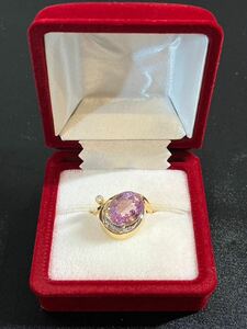 C/2 美品 ピンクゾイサイト 7.32ct K18 PT900リング ダイヤ0.10ct 約8.3g タンザナイト