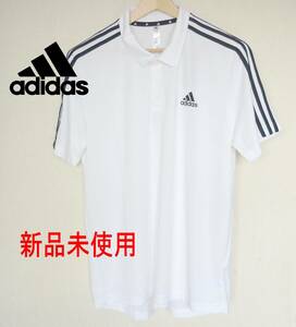 大きいサイズ新品(4XL)アディダス adidas 白/ホワイト エアロレディー3st 半袖メンズポロシャツ