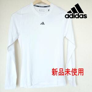 新品(M)アディダス adidas 白 テックフィット トレーニング長袖Tシャツ/動きやすいロンT 送料無料