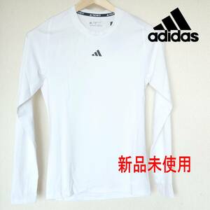 新品XL★アディダス adidas 白 テックフィット トレーニング長袖Tシャツ/動きやすいロンT 送料無料