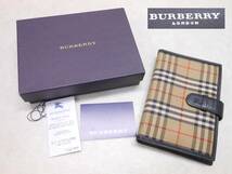 #30190 BURBERRY バーバリー ノバチェック柄 ミニ システム手帳 ベージュ×ブラック 手帳カバー 6穴式 箱付 スタンダードシリーズ_画像1