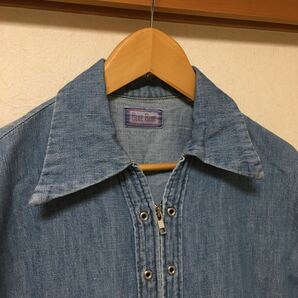 送料込 日本製 BLUE BLUE ハリウッドランチマーケット 半袖 ジップフロント シャツジャケット USED 聖林公司 ハリラン HRM made in JAPANの画像3