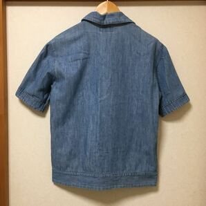 送料込 日本製 BLUE BLUE ハリウッドランチマーケット 半袖 ジップフロント シャツジャケット USED 聖林公司 ハリラン HRM made in JAPANの画像2