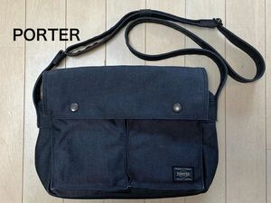 【値下げ対応あり・中古品にご理解頂ける方へ】 PORTER 吉田カバン ショルダーバッグ 黒　チャコールグレー