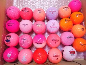 カラーボール ロストボール 24個 ピンク オレンジ レディース ブリヂストン スリクソン ゴルフボール ディズニー ミニー ピンクボール