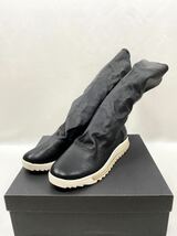 新古 定価10万 RICK OWENS×HOOD RUBBER レザー ソック スニーカー ブラック×ホワイト 42 ラバー ソックス_画像2