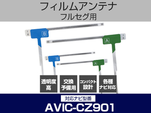AVIC-CZ901 対応 純正互換 4枚 セット フルセグ用 補修用 フィルムアンテナ 地デジ クラリオン / アルパイン / パイオニア 適合 (is