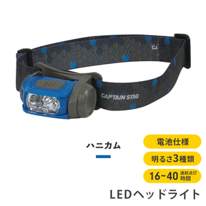 ヘッドライト ハニカム LED 電池式 幅6 奥行4.5 高さ3.3 懐中電灯 3段階照射 強烈な明るさ 登山 釣り 防災用品 キャンプ M5-MGKPJ00411HK