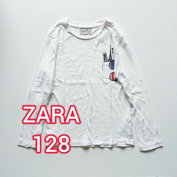 ★128　ZARA / ザラ　Tシャツ　ロンT　白　長袖Tシャツ　