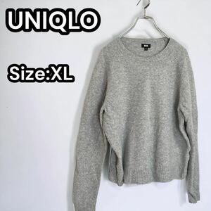 UNIQLO プレミアムラムクルーネックセーター　グレー　XL　ニット　ユニクロ　コットン 長袖 