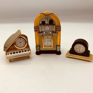 [ подлинная вещь ]3 позиций комплект retro миниатюра фортепьяно Mini juke box настольные часы класть часы QUARTZ кварц GOLDEN POPS украшение предмет 2024426B006