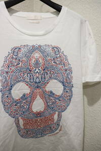 2011SS 即決 Alexander McQueen アレキサンダーマックイーン 11SS 本人期 ペイズリー バンダナ柄 スカル ドクロプリントTシャツ メンズ M