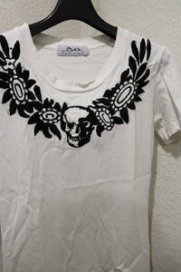  быстрое решение 90's HYSTERIC GLAMOUR Hysteric Glamour 1990 годы Archive роскошный Skull череп & цветок цветок вышивка футболка женский S белый чёрный 