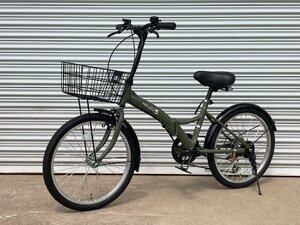 [ outlet ] foldable bicycle 20 -inch basket attaching Shimano 6 step shifting gears MB-02 [ khaki ]