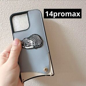 iphone14promax ケース 可愛い猫 ワッペン ごめん猫