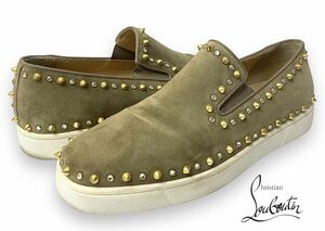 Christian Louboutin Paris Roller Boat Christian Louboutin studs Stone slip-on shoes shoes sneakers suede khaki regular 