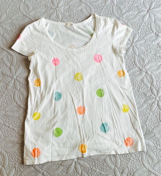 Tシャツ 半袖 カットソーカラフルドット水玉