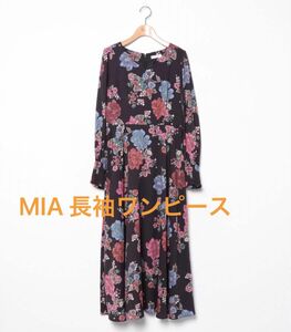 ★MIA 長袖ワンピース　ワンピ　花柄 長袖 ロング フラワー　上品　ドレス　 ロング ワンピース