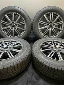 215/60R17 DUNLOP/WINTER MAXX 03 22年製 BALMINUM 17インチ 7J +45 114.3 5H スタッドレス 4本 エスティマ C-HR カローラクロス(南7-F483)