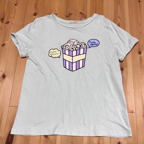 半袖　Tシャツ　L　ミントグリーン　ポップコーン