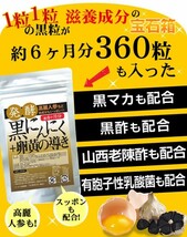 発酵黒にんにく＋卵黄の導き 360粒 約6ヶ月分 高麗人参 すっぽん 黒マカ 黒大豆 黒酢 他_画像4