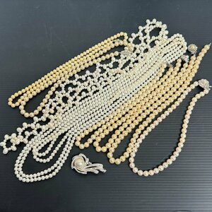  gold gram [27] pearl necklace obidome approximately 400g. summarize lady's accessory * fake pearl equipped * 1 jpy ~ *[ free shipping 