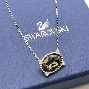 キングラム[05]SWAROVSKI[スワロフスキー]RosetteMiniDark ネックレス★美品/箱付★シルバーナイトクリスタル オーバル【送料無料】8163