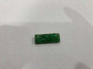 キングラム[60]K18刻印 翡翠風 ブローチ アクセサリー 花柄 総重量5.2ｇ 直径約3cm レディース 和服 洋服 緑色 中古 送料無料