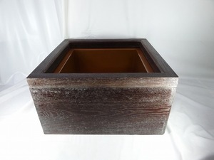 14Wd/2-3 木製 桑木地 置炉 炉壇 銅炉壇 銅落とし 茶道具
