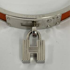 【K0325】HERMES エルメス ケリー バングル ブレスレット シルバー系 ブラック系 レザー系 レディース アクセサリー の画像2